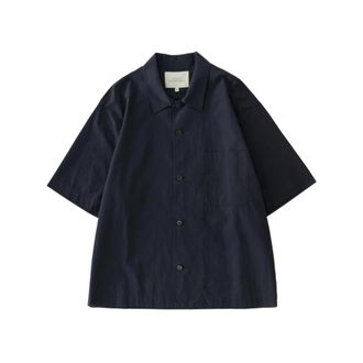 STUDIO NICHOLSON Short Sleeve Shirts, male, Blue, Size: XL Agios Short Sleeve Shirt