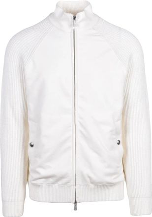 Eleventy Wool Blend Jacket With Knit Interior And Zip Closure