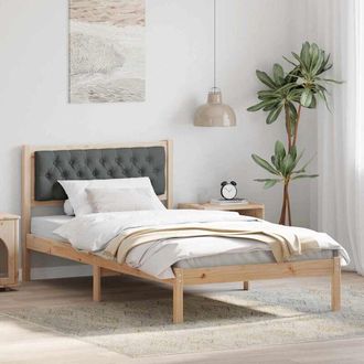 vidaXL Bed Frame with Headboard Dark Grey 100 x 200 cm Solid Pine Wood vidaXL