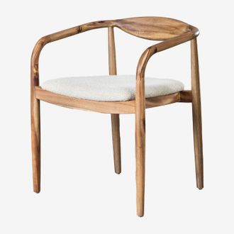Sklum Sklum - Pack De 4 Sillas De Comedor En Madera De Acacia Y Tela Boucl&eacute; Mallory