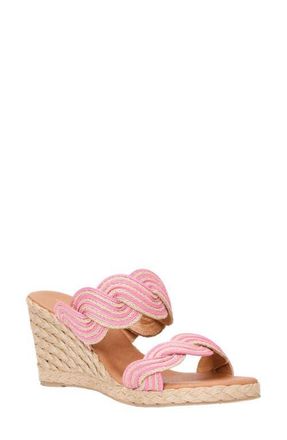 Andr&eacute; Assous Nolita Twist Wedge Slide Sandal in Natural/Pink at Nordstrom, Size 10