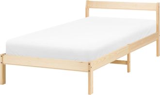 Beliani Cama Con Somier Estilo Minimalista De Madera De Pino 90 X 200 Cm Marr&oacute;n Claro Madone