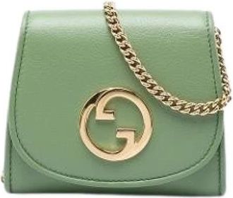 Gucci Pre-owned Blondie Wallet on Chain - Dames - Vintage Mini Tas - Groen - ONE Size - Leer - Vintage