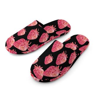 Generic Strawberry Mosaic Mens Cozy Memory Foam Slippers Warm Cotton House Shoes Comfy Slipper for Indoor Outdoor