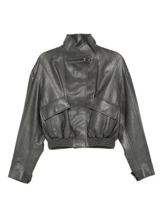 Low Classic flap-pocket leather jacket - women - Fabric - S - Grey