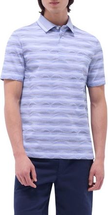 Bugatchi Wavy Stripe Cotton Polo in Classic Blue at Nordstrom, Size Xx-Large