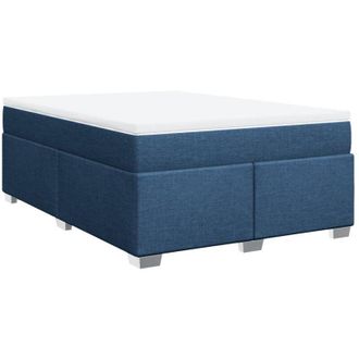vidaXL Cama Box Spring Con Colch&oacute;n Tela Azul 160x200 Cm Vidaxl