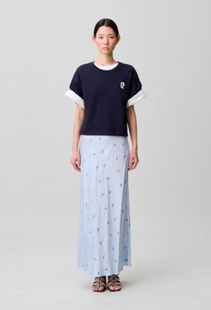 Claudie Pierlot Jupe satin&eacute;e fleurs
