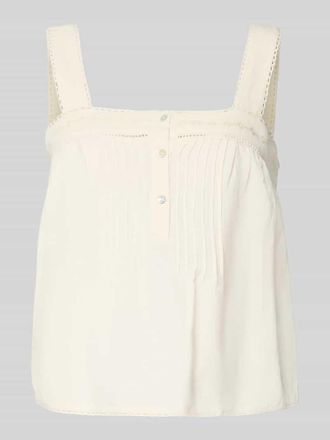 Jake*s Casual Blusentop mit Lochstickerei und Karree-Ausschnitt in Beige, Gr&ouml;&szlig;e 34
