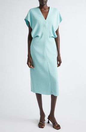 Stella McCartney Draped V-Neck Midi Dress in Aquamarine at Nordstrom, Size 44