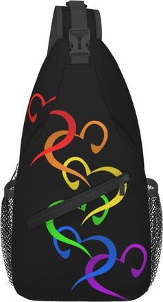 Generic Pride Rainbow Gay Hearts Of Pride Sling Bag Trendy Cross Body Bag Anti Theft Daypack For Runner Workout Traveling