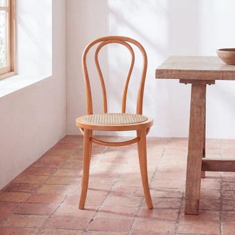 Maisons du monde Silla bistr&oacute; de haya maciza y rat&aacute;n natural