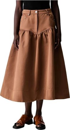 Ganni Midi Skirts - Skirts - Mujer - Marr&oacute;n - S