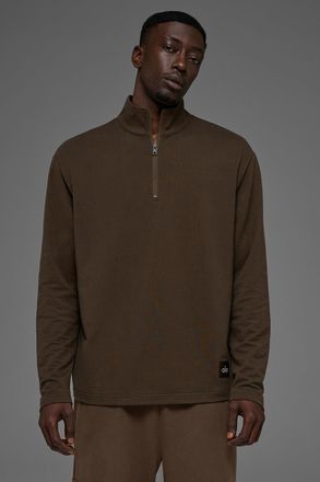 Alo | Double Take Long Sleeve 1/4 Zip Top in Espresso, Size: Medium