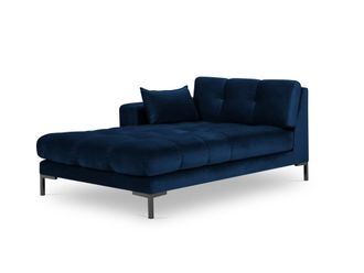 MICADONI Chaise longue de angulo izquierdo de terciopelo azul regio