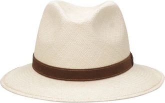 Borsalino Stro Panama Hoeden met Contrasterende Hoofdband - Heren - Hoeden - Beige - 59 CM - Accessoires