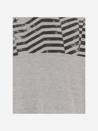 Golden Goose Mens Cotton T-Shirt With Print Gray T-Shirts And Polos