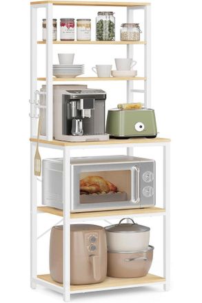 MID.YOU Mid.you Regal, Wei&szlig;, Eichefarben, Metall, Holzwerkstoff, 60x167x40 cm, Wohnzimmer, Regale, B&uuml;cherregale