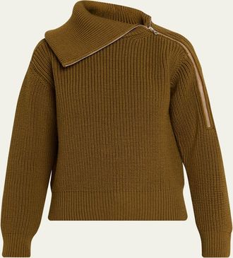 Dries Van Noten Talim Zipped Wool Turtleneck Sweater