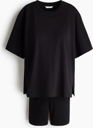H&M Mama 2-piece Cotton Jersey Set in Black at Nordstrom, Size Xx-Large