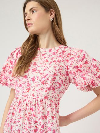 Y.A.S Midikleid Y.A.S YASCOLEA SS ANKLE DRESS S. NOOS, Damen, Gr. 34, N-Gr, pristine aop:donna, Web, Obermaterial: 100% Baumwolle, bedruckt, kn&ouml;chellang, Ru