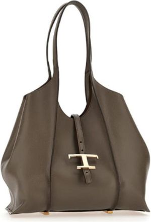 Tod's TSB Shopping Pend. T Piccola - Dames - Schoudertassen - Groen - ONE Size - Leer - Tassen