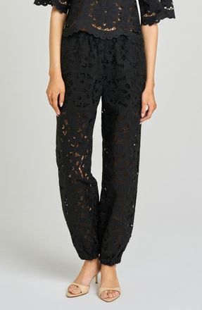 Wayf Steph Floral Cotton Lace Balloon Pants in Black at Nordstrom, Size X-Small