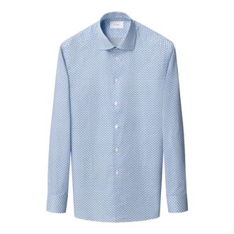 Eton Contemporary Fit Geometric Twill Shirt - Heren - Casual Overhemden - Blauw - 5XL - Katoen - Overhemden