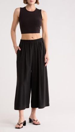 Max Studio Brushed Twill Culottes in Black at Nordstrom Rack, Size X-Large