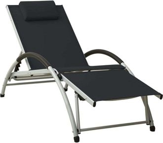 vidaXL Tumbona Con Coj&iacute;n De Textilene Negra Vidaxl
