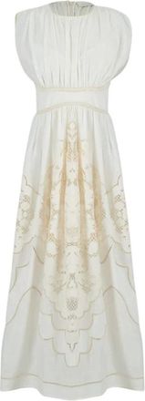 Zimmermann Kleedjes, Dames, Beige, M, Linnen, Daylight Waisted Dress