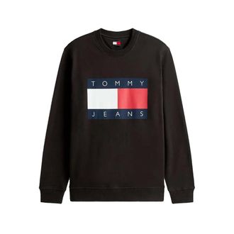 Tommy Jeans Big Flag Logo Sweatshirt - Heren - Sweatshirts & Hoodies - Zwart - Maat: M Katoen