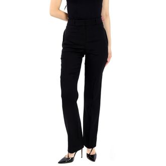 Burberry Ladies Black Potbury Wool Blend Straight Leg Trousers, Brand Size 4 (US Size 2)