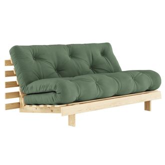 Karup Design Roots Schlafsofa, 160 x 200 cm, Kiefer natur / olivgr&uuml;n (756)
