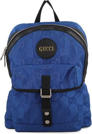Gucci Black Blue Nylon Leather Backpack (Pre-Owned)