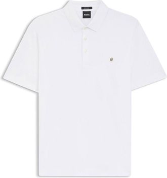 HUGO BOSS Mens Parris Double Monogram Polo Shirt in Natural - Size Large