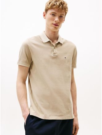 Tommy Hilfiger Mens Garment-Dyed Regular Fit Polo - Beige - L