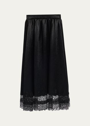 Maria McManus Gathered Lace-Hem Midi Skirt