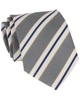 Scotch & Soda Silver & Navy Wide Stripe Tie