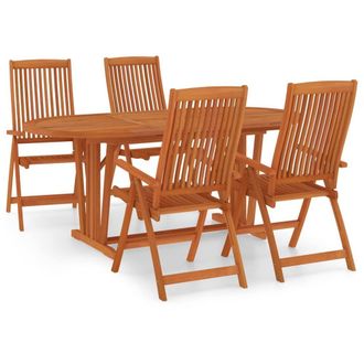 Berkfield Home 5 Piece Garden Dining Set Solid Wood Eucalyptus in Brown