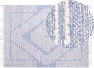 Beliani Rug ANSAR Blue 140 x 200 cm Cotton