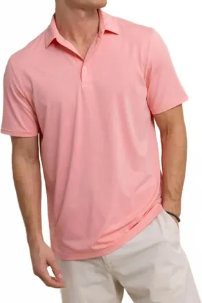 Southern Tide Brreeze Performance Polo Shirt In Heather Flamingo Pink