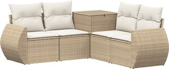 vidaXL Juego De Sof&aacute; 5 Uds. Beige Y Blanco Crema Vidaxl