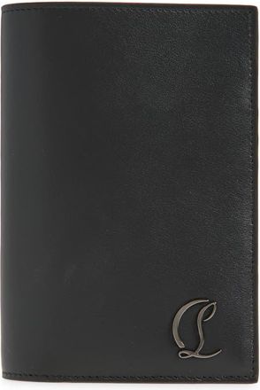 Christian Louboutin Mooncrest Passport Holder in B078-Black/Gun Metal at Nordstrom