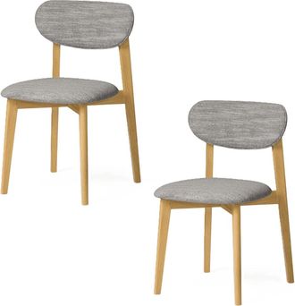 Woodek Lote de 2 sillas en roble macizo, asiento gris