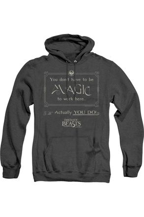 Gildan Fantastic Beasts Magic To Work Here Adult Heather Hoodie / Hooded Sweatshirt