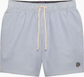 Superdry Mens Superdry Mens Seer Sucker 15 Swim Shorts - Blue - Size: 37/36/32