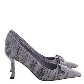 Ferragamo New Vara Sleek Croc-Embossed Pumps, Size 7 C