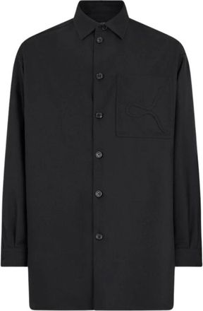 Roberto Cavalli Effen overhemd met reli&euml;f slangmotief - Heren - Casual Overhemden - Zwart - XL - Wol - Overhemden