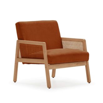 Calicosy Sill&oacute;n de tela con patas de madera y rat&aacute;n l68 cm